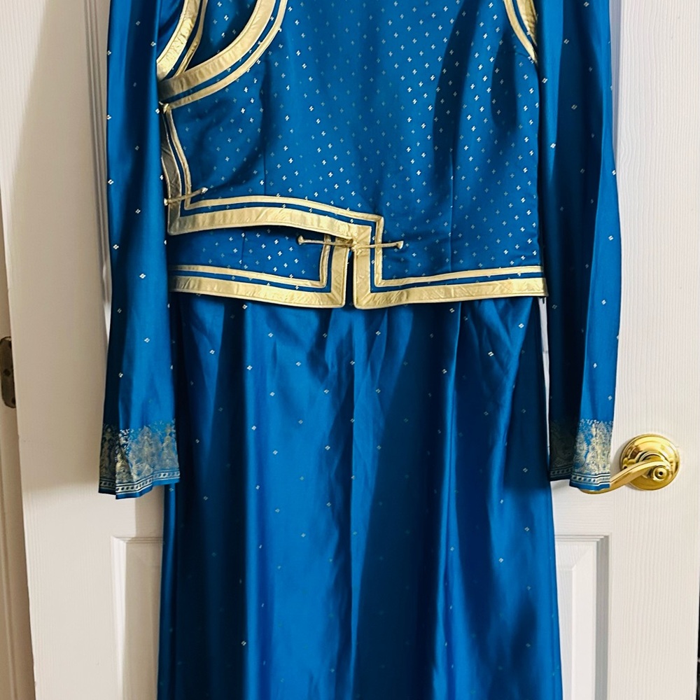 Elegant Blue and Gold Saree Blouse